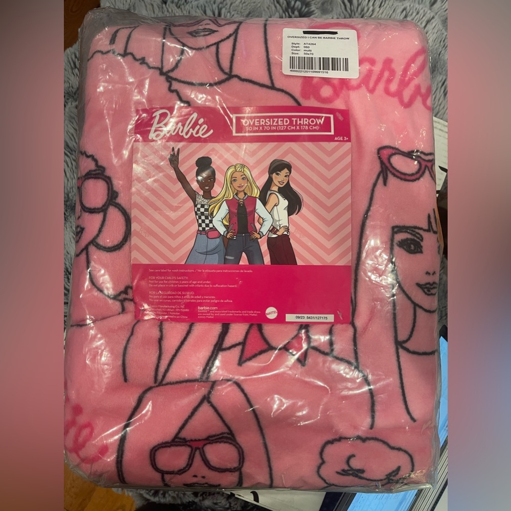 Barbie oversized throw 50in x 70in